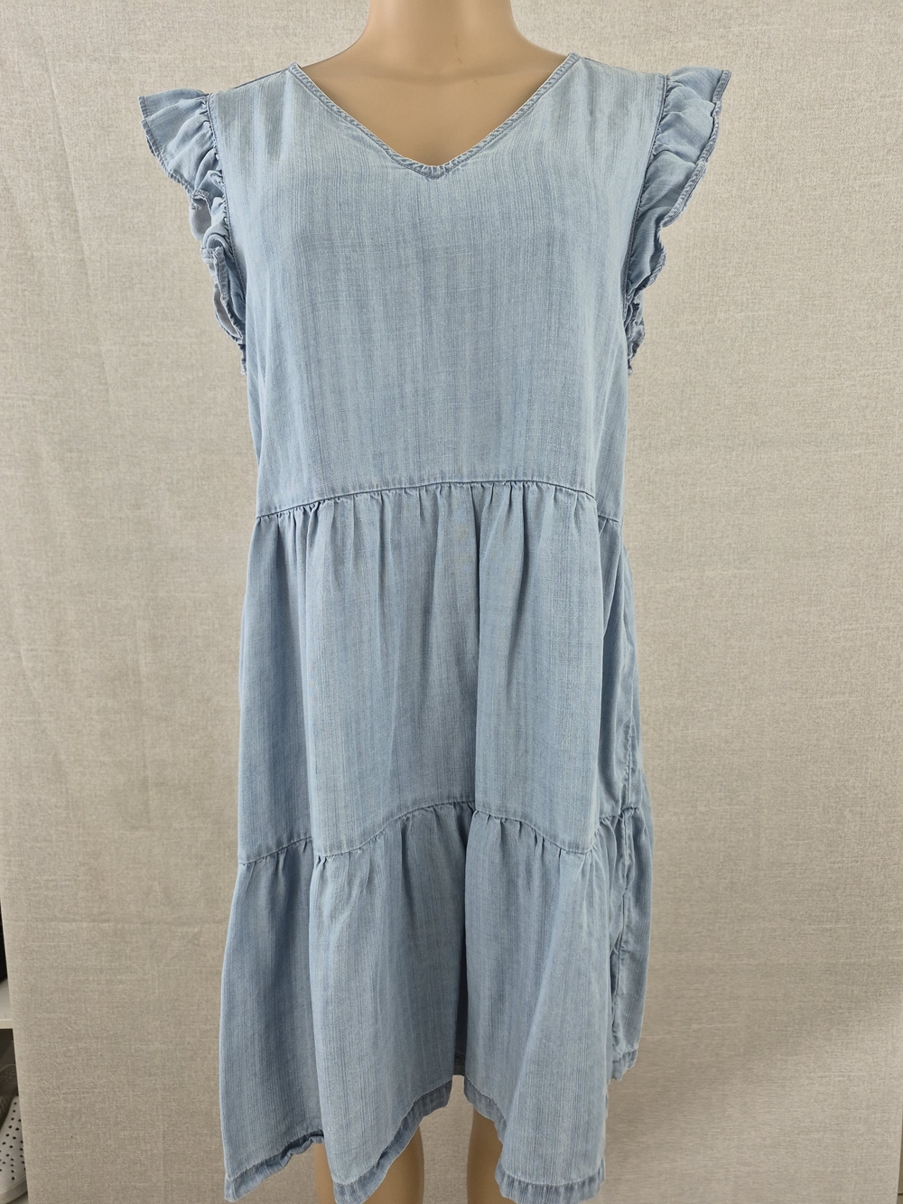 LOFT Light Blue Ruffle Sleeve Midi Dress Size M (SKU 0054) - Picture 2 of 15